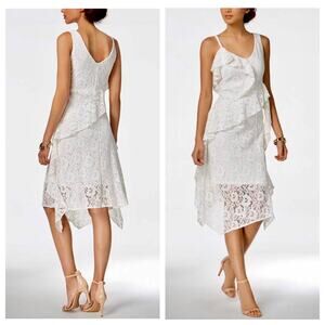 TAYLOR NWT Ruffled & Tiered Midi Cream White Floral Lace Dress – Size 14 / XL